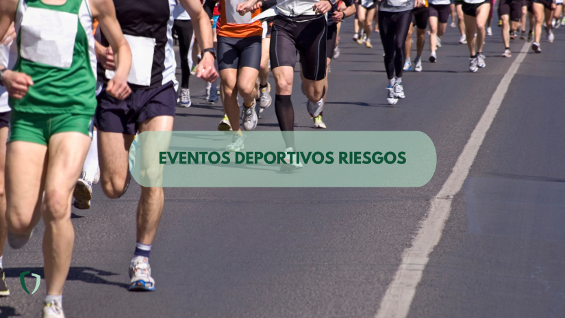 Eeventos deportivos riesgos una imagen de una maratón y un texto: Eventos deportivos riesgos